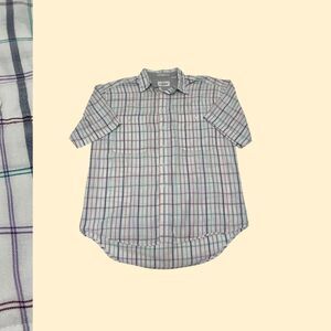 90s Levis shirt, vintage mens L plaid teal/purple casual button down